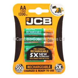 JCB Rechargeable Batteries AA x 4 Pack